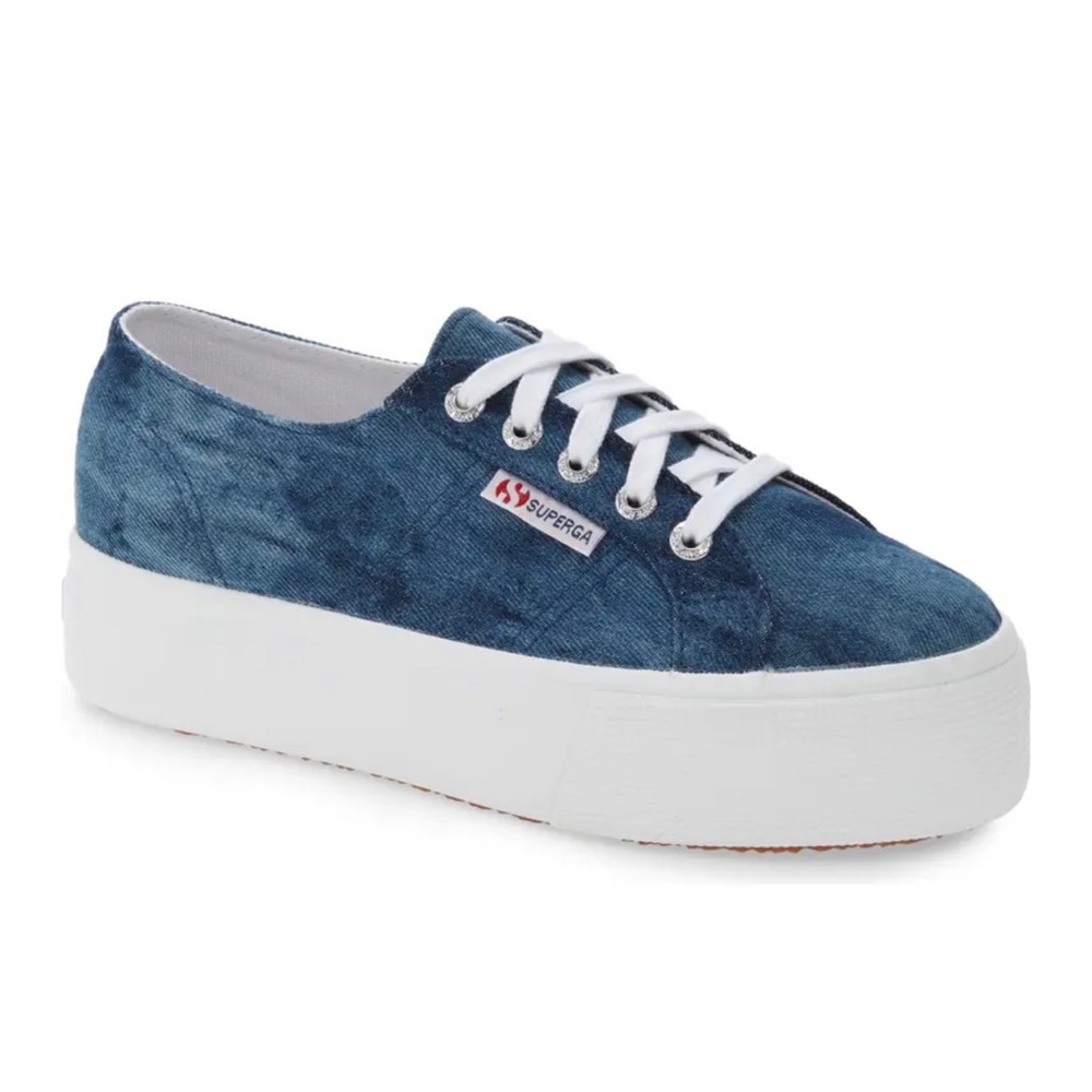 SUPERGA platform denim blue Tie Dye sneakers